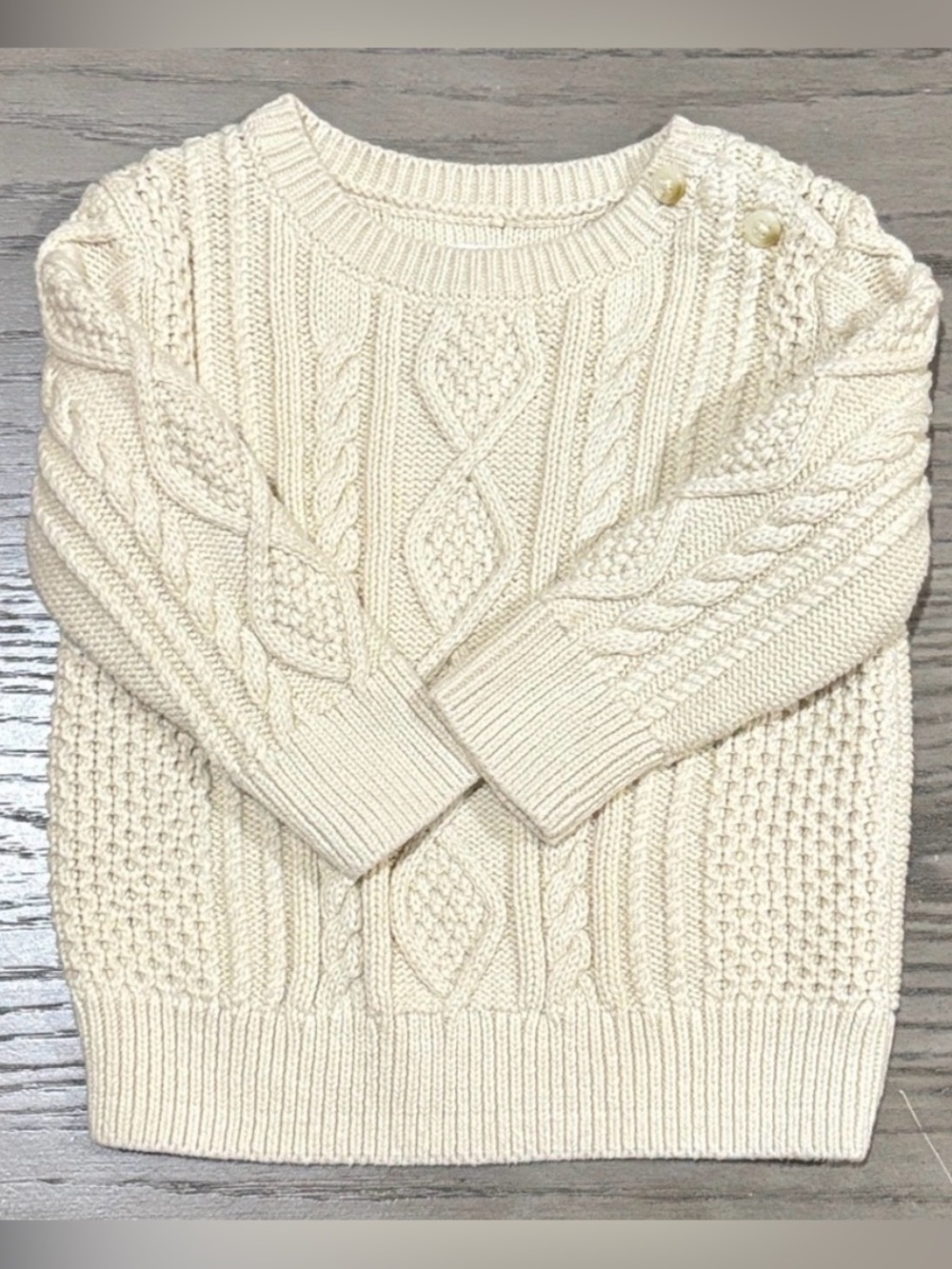 Baby GAP Cream Cable Knit Sweater with Shoulder Buttons